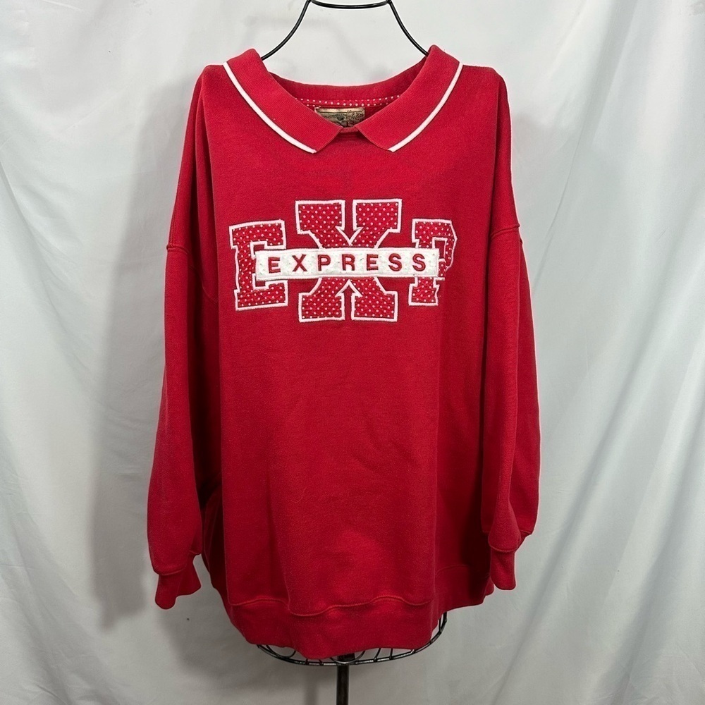 Vintage Jeans by Express collared red collegiate sweatshirt size L